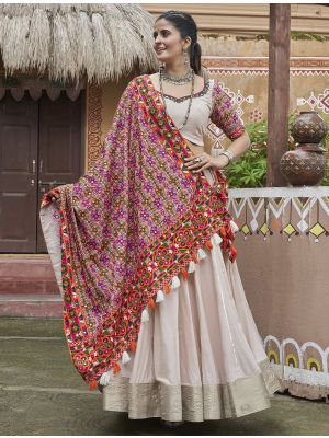 Beige Viscose Rayon Ready To Wear Chaniya Choli In Medium small FABLE20410