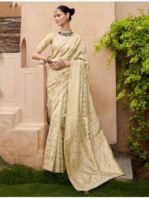 Beige Viscose Silk Saree With Brocade Weaving FABSA22493