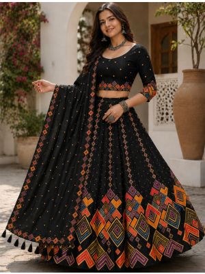 Black And Multicolor Rayon Festive Lehenga Choli small FABLE20609