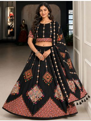 Black And Rust Rayon Festive Lehenga Choli small FABLE20610