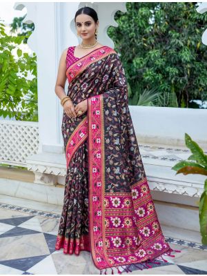 Black Banarasi Art Silk Saree With Brocade-Style Weaving