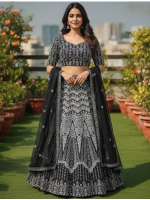 Black Georgette Embroidered Lehenga Choli small FABLE20598