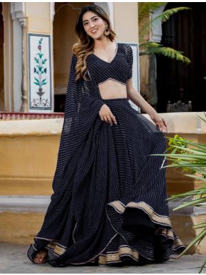 Black Georgette Lehenga Choli with Zari And Coding Lace small FABLE20412