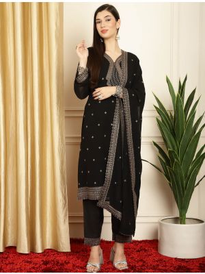 Black Georgette Ready To Wear Salwar Kameez FABSL22079