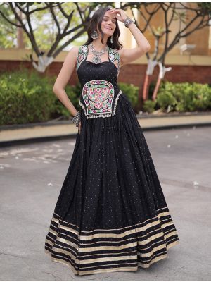 Black Rayon Ready To Wear Lehenga Choli Set small FABLE20618