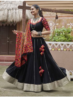 Black Viscose Rayon Ready To Wear Chaniya Choli In Medium small FABLE20409