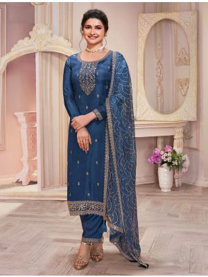 Blue Silk Georgette Semi Stitched Salwar Kameez small FABSL22005