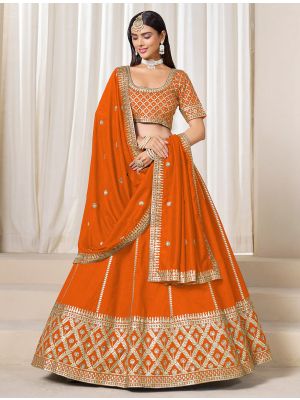 Bright Orange Art Silk Embroidered Lehenga Choli small FABLE20473