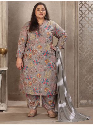 Brownish Grey Rayon Plus Size Ready To Wear Salwar Kameez FABSL22300