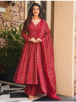 Classic Maroon Cambric Cotton Ready To Wear Salwar Kameez swatch FABSL22582