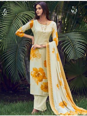 Cream Muslin Digital Printed Elegant Salwar Kameez small FABSL22024