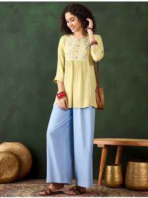 cream rayon embroidered top fabku21020