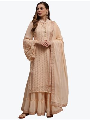 Creamy Peach Premium Georgette Party Wear Designer Palazzo Suit FABSL20842