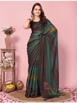 Dark Green Rangoli Silk Ready To Wear Saree