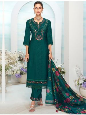Dark Green Viscose Silk Embroidered Ready To Wear Salwar Kameez FABSL22261