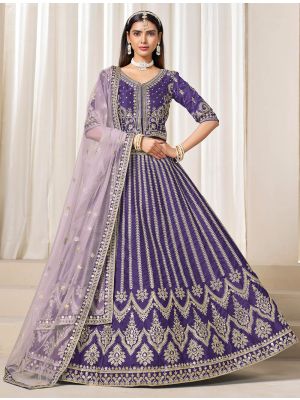 Dark Lavender Art Silk Embroidered Lehenga Choli small FABLE20470
