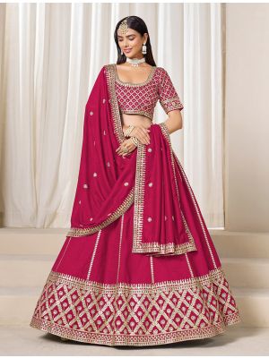 Dark Pink Art Silk Embroidered Lehenga Choli small FABLE20476