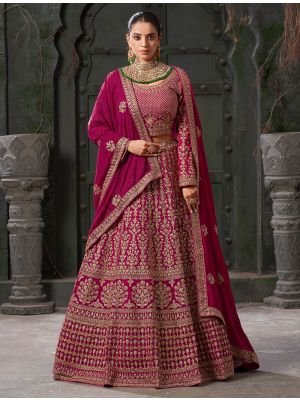 Dark Pink Premium Georgette Bridal Wear Lehenga Choli FABLE20405