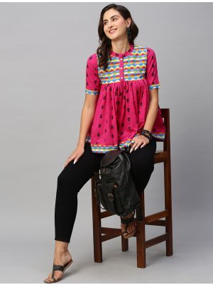 dark pink pure cotton trendy short kurti fabku20918