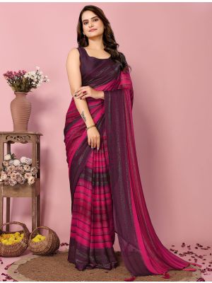 Dark Pink Rangoli Silk Ready To Wear Saree FABSA22626