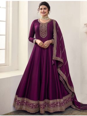 Dark Purple Silk Georgette Semi Stitched Anarkali Suit FABSL21821
