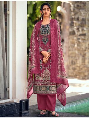 Deep Magenta Lawn Cotton Pakistani Salwar Kameez With Thread Work small FABSL22563