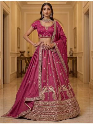 Deep Magenta Pink Art Silk Semi Stitched Lehenga Choli small FABLE20592