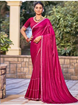 Deep Magenta Shimmer Chiffon Party Wear Saree