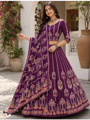 Deep Plum Purple Rayon Festive Lehenga Choli small FABLE20616
