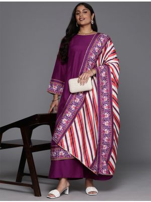 deep purple art silk elegant plus size dress fabku21107