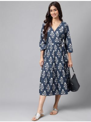 denim blue cotton printed trendy frock fabku20880