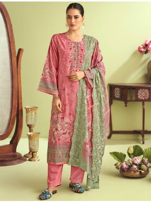 Dusty Pink Muslin Embroidered Ready To Wear Salwar Kameez FABSL22241