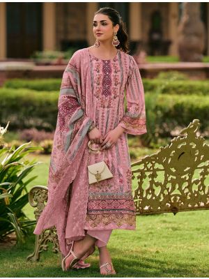 Dusty Rose Pink Lawn Cotton Digital Printed Pakistani Salwar Kameez small FABSL22601
