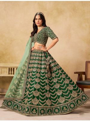 Green Art Silk Sequined Lehenga Choli small FABLE20519