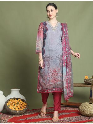 Grey Organza Elegant Ready To Wear Salwar Kameez FABSL22060