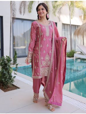 Hot Pink Ho Silk Ready To Wear Salwar Kameez FABSL22430