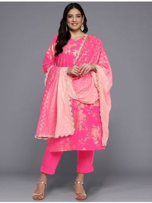 hot pink poly crepe elegant plus size dress fabku21104