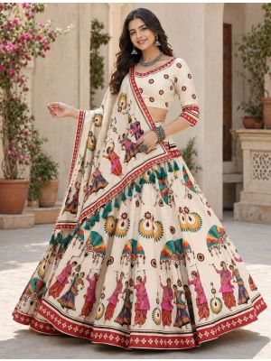 Ivory Cream Rayon Festive Lehenga Choli small FABLE20615