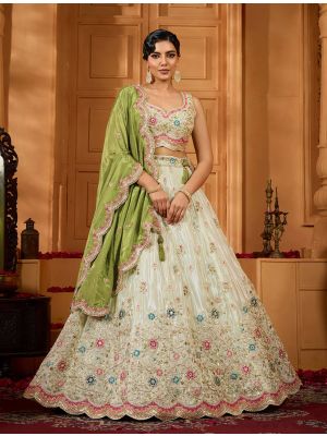 Ivory Tissue Embroidered Designer Lehenga Choli small FABLE20511