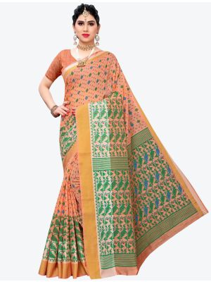 Peach Chanderi Designer Saree small FABSA20886