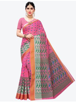 Pink Chanderi Designer Saree small FABSA20885