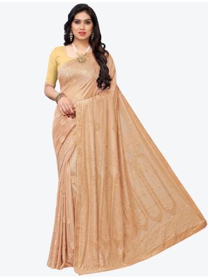 Beige Lycra Designer Saree small FABSA20943
