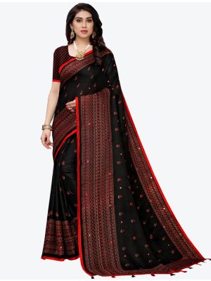 Black Prism Silk Jute Designer Saree small FABSA20941