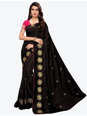 Black Sana Silk Designer Saree small FABSA20930