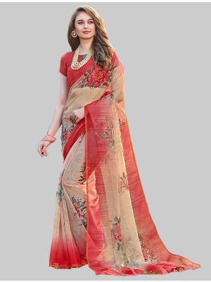 Beige Organza Designer Saree small FABSA20135