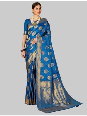 Blue Silk Designer Saree small FABSA20147