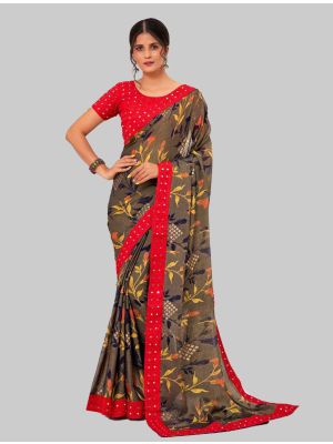 Brown Chiffon Designer Saree thumbnail FABSA20238
