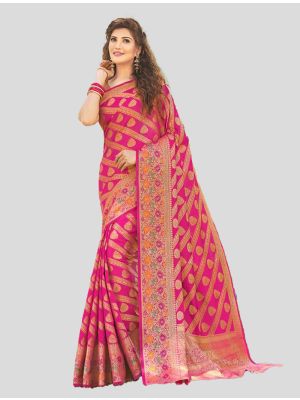 Dark Pink Silk Designer Saree small FABSA20262