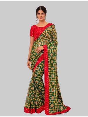 Green Chiffon Designer Saree small FABSA20241