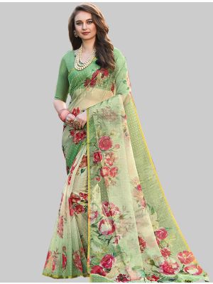 Green Organza Designer Saree small FABSA20136